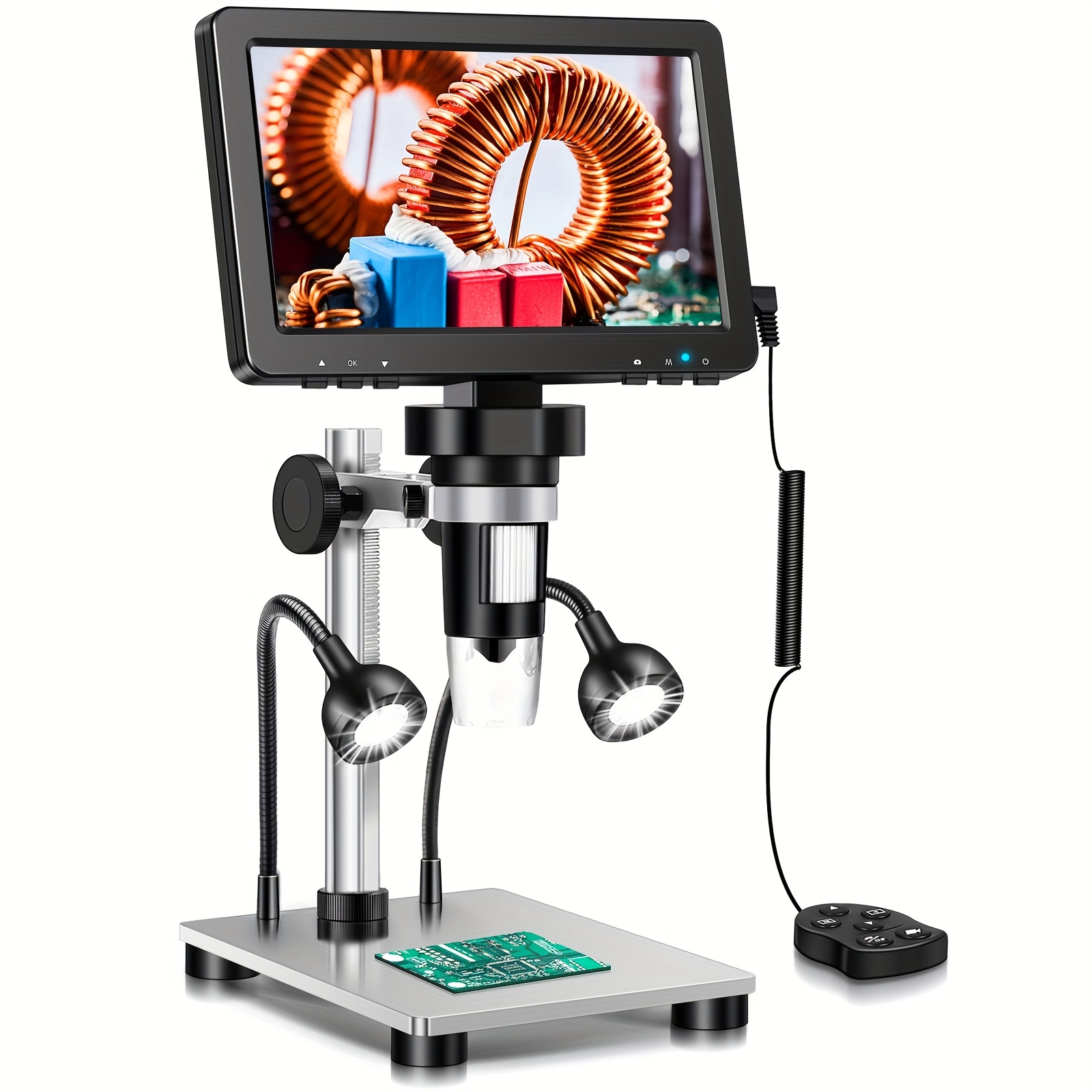 E-shop DM9 Digitales Mikroskop mit 7-Zoll IPS Bildschirm, 16MP 1200X HD Münz-Mikroskop Vergrößerungsglas für falsche Geldstücken mit Bildschirm, LCD