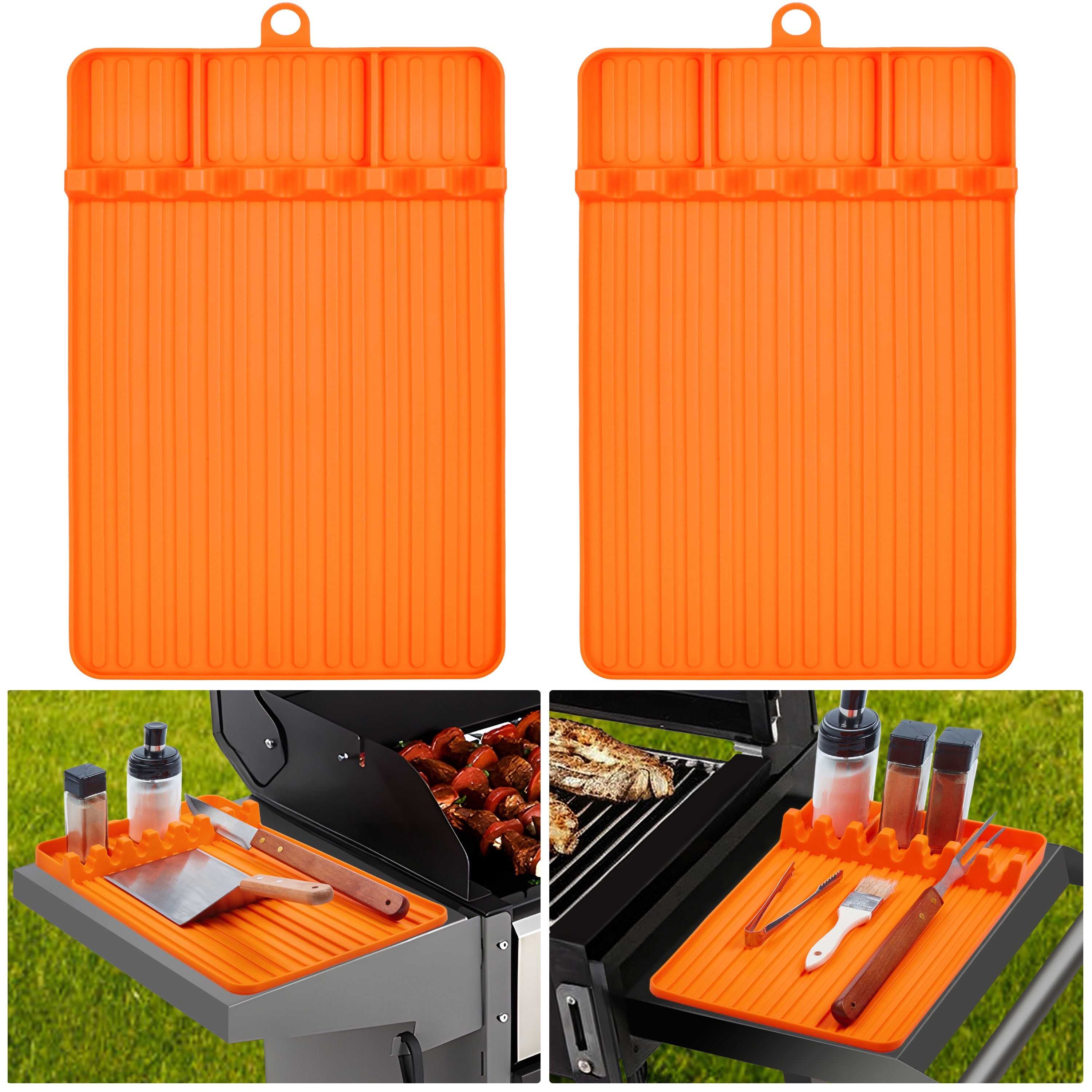 

Silicone Tools Mat For Blackstone Griddle Accessories, Side Shelf Mat With Drip Pad Spatula Caddy Utensils Holder Grilling Accessories For Bbq Kitchen Cooking Countertop