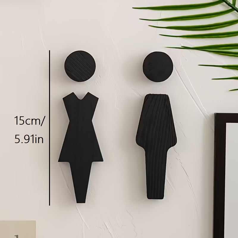 TEMU Juego de 1 con 2 piezas de letreros elegantes para baño e inodoro - Decoración minimalista con estilo, adecuada para cualquier puerta de baño