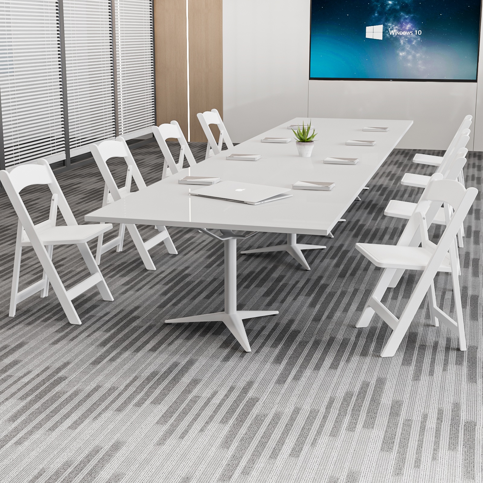 TEMU 4-pack White Folding Office Chairs, Indoor/outdoor Resin Folding Chairs, Portable Seating Suitable For Offices, Conference Rooms, Courtyards,