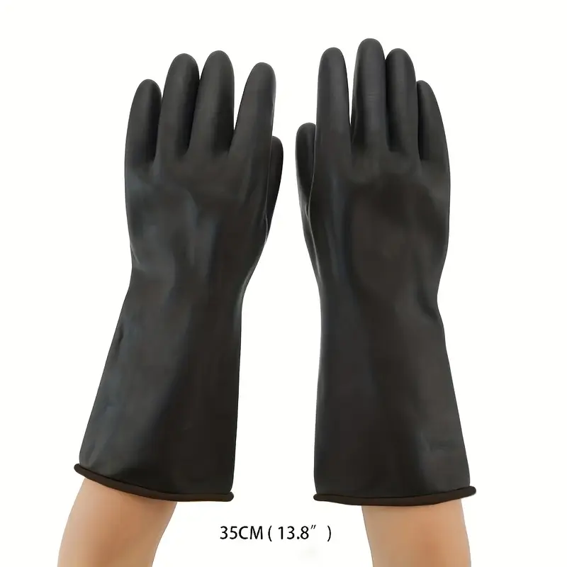 Pair Rubber Gloves Chemical Resistant Gloves Heavy Duty Latex Gloves Acid And Oil Resistant Waterproof Work Gloves Protective Safety