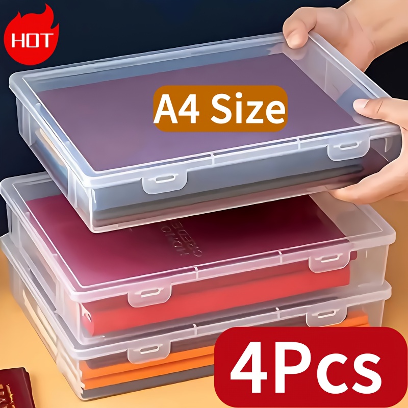 TEMU 4pcs A4-sized Large-capacity Storage Box, With An Elevated Design And Feature, Desk Organizer Desktop Organizer, Perfect Companion For Student Files, Back-to-school Gift.