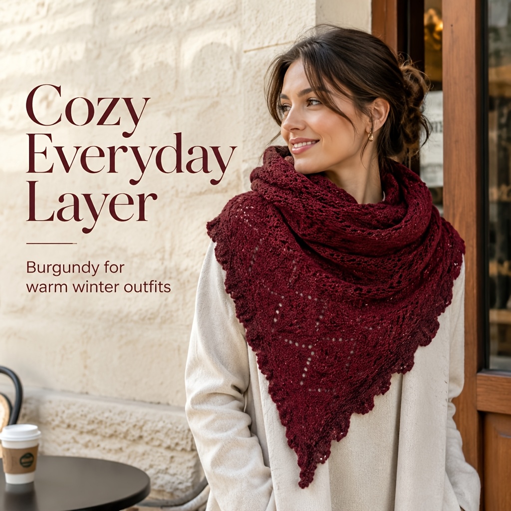 TEMU Pañuelo chal multifuncional de moda con calados triangulares, estilo vintage, casual y