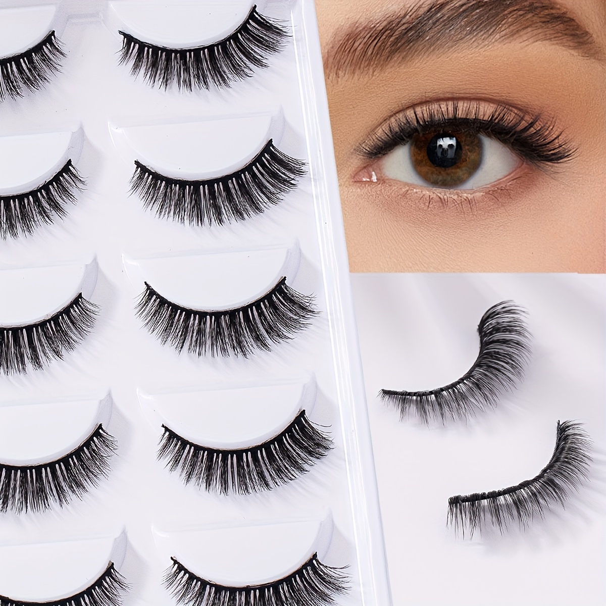 False Eyelashes 5 Pairs Of 3d Knife Shaped Eye Tail Roll Warping Style False Eyelashes