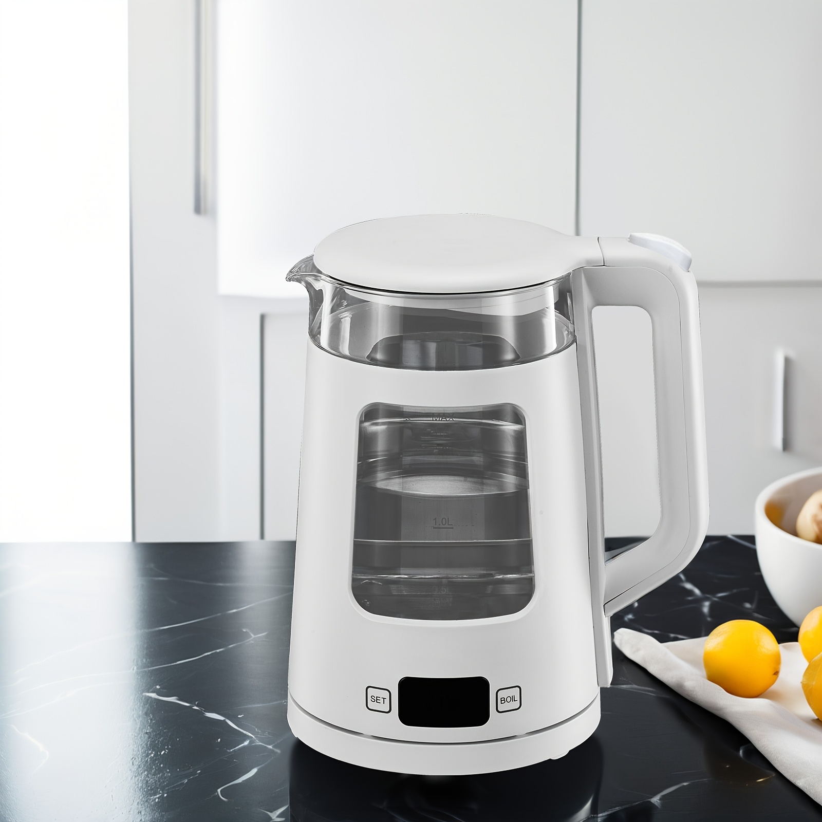 TEMU Electric Kettle, 1.7l Glass Tea Kettle, With , 5 Temperature Control, 2200w Fast Boil, Auto Shut-off & Boil-, With 5 Colored Lights, Hot Tea