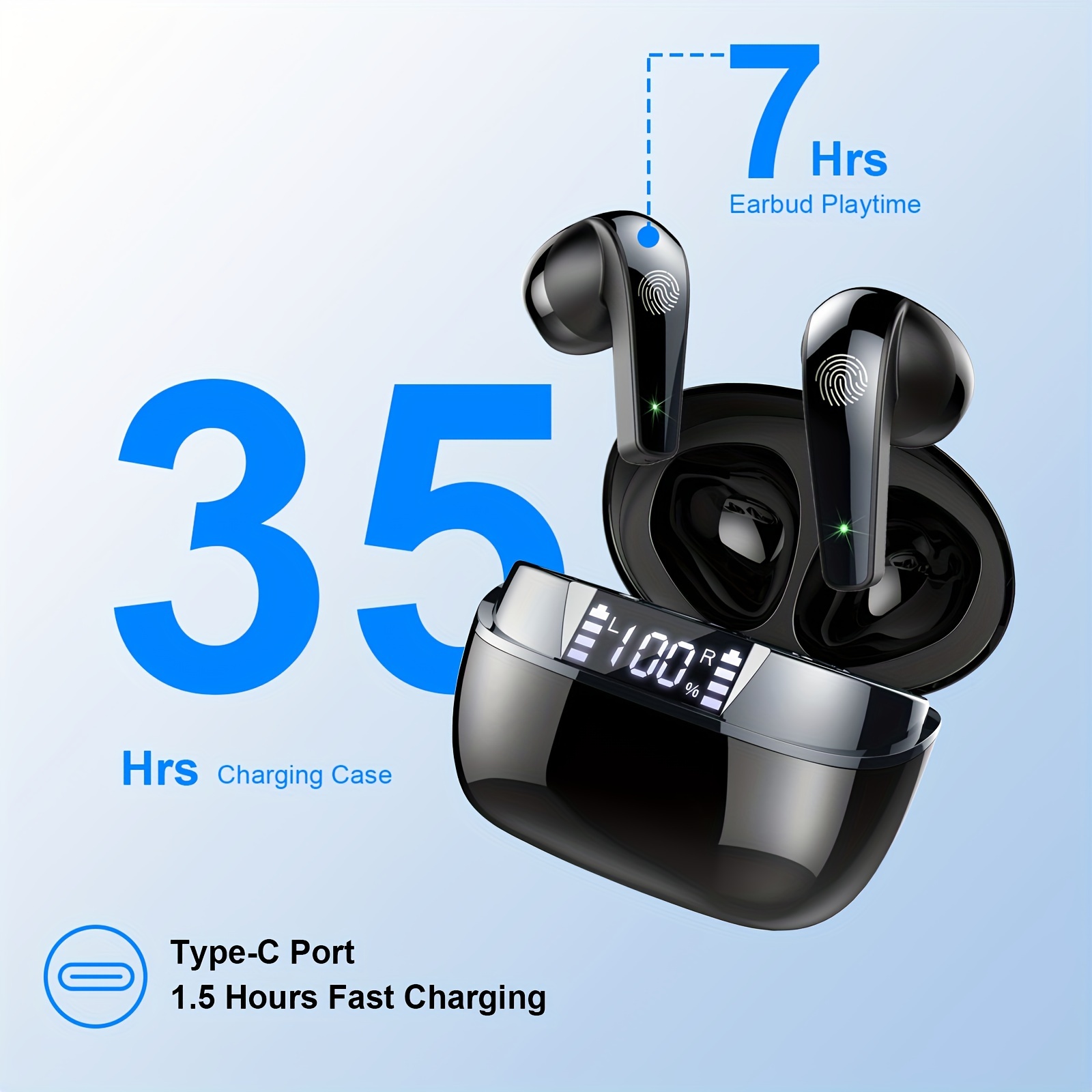 

Wireless Earphones, Wireless 5.3 Earphones, In Ear - , 35h Bass Cancelling Earbuds, Wireless Earphones For , Led Display, Touch, , Suitable For /ios