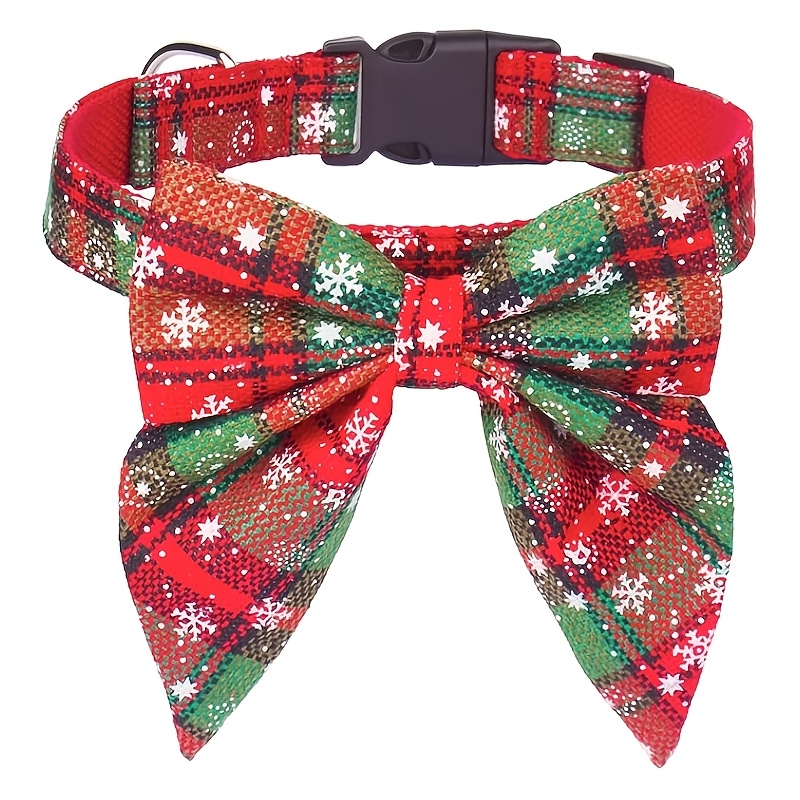 TEMU 1 pièce Nœud papillon écharpe de fête pour animal de compagnie, pour chien et chat, collier à carreaux réglable pour chiens et chiots, costume