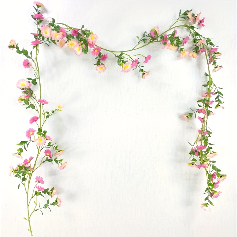 Image of 1/2pcs Of Daisy Simulation Flower Vine Ivy, Suitable For Wedding Engagement, Birthday, Valentine's Day, Mother's Day, Graduation Season, And Spring And Decoration