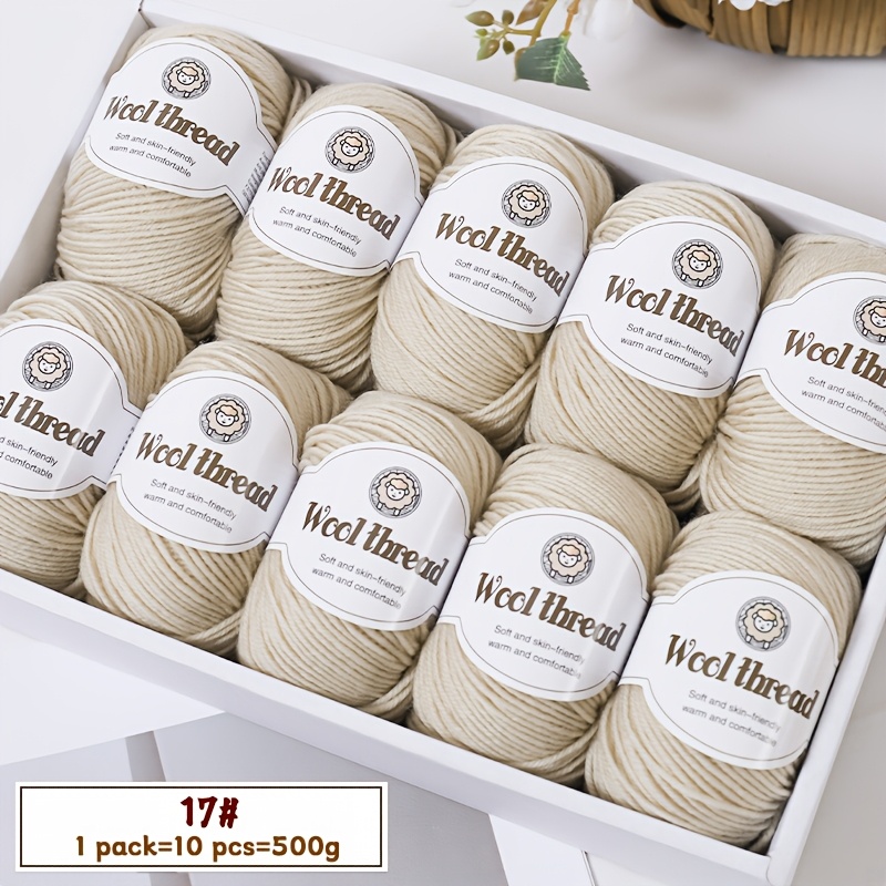 E-shop 500G Hochwertiges, handgefertigtes Wollgarn in verschiedenen Farben, gewebt mit Materialien für modische, vielseitige Herren- und Damenpullover,
