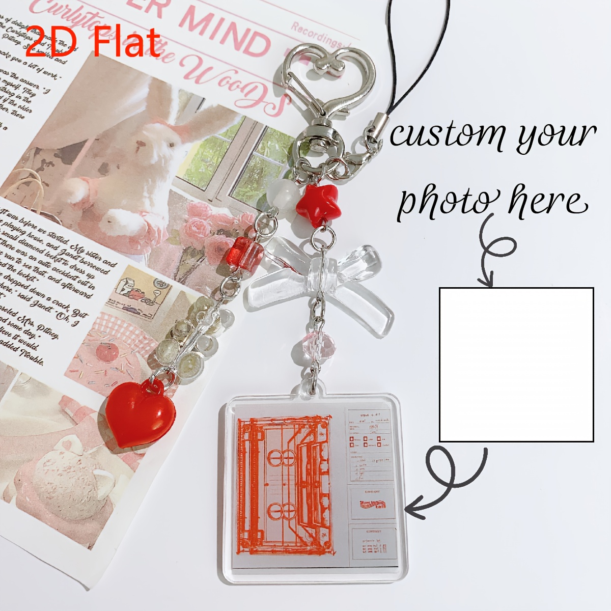 TEMU 2d Flat - Customized 2d Flat Trendy Band Acrylic Pendants For Mobile Chains And Keychains, Streetwear Additions