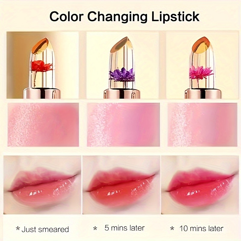 color changing lip balm moisturizing lipstick with flower long lasting hydration temperature change lip jelly lipstick details 4