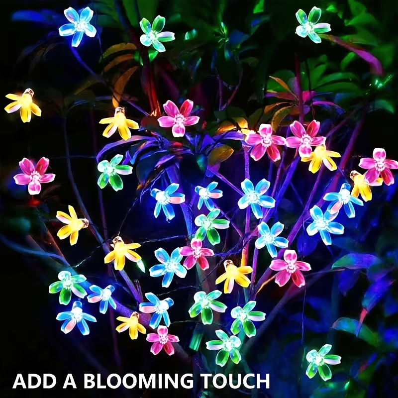 Outdoor Colorful Solar Cherry String Lights, 8 For Patio Garden Wedding Holiday Decor