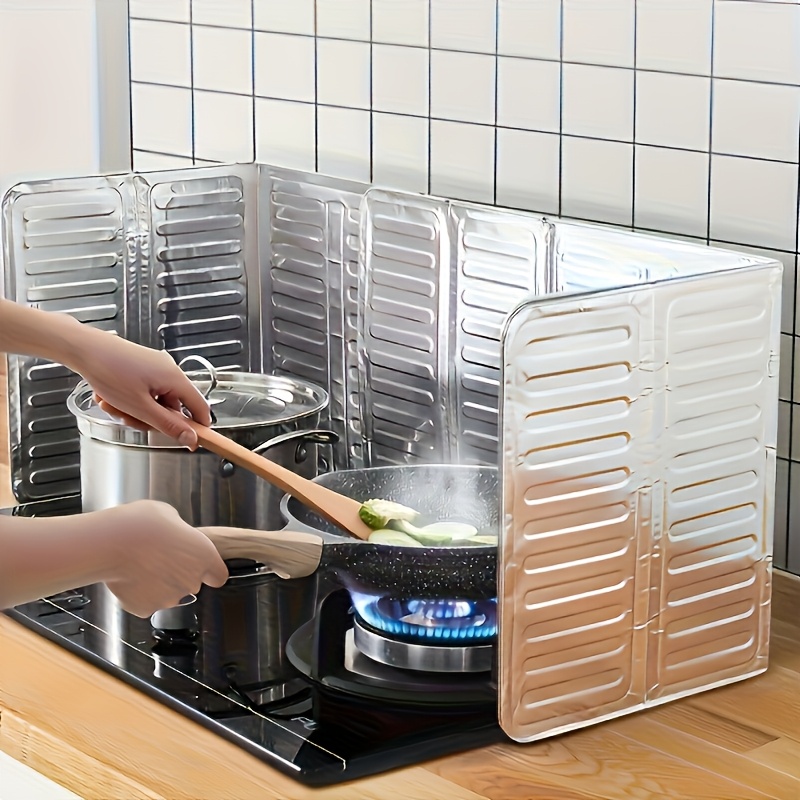 TEMU Protector plegable de aluminio contra salpicaduras para estufa de gas - Sin | Resistente al y a la grasa, fácil de limpiar | Protector universal