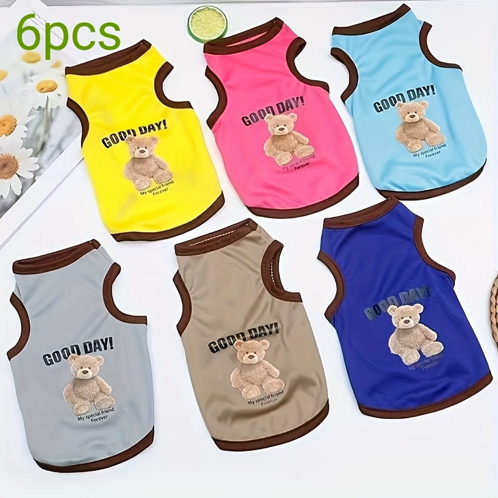 TEMU 6pcs Of Pet Clothes, Summer Breathable Dog Clothes, Cat Clothes, Vest, Breathable Thin Dog Clothes, Spring And Autumn Dog Clothes, Clothes, Thin