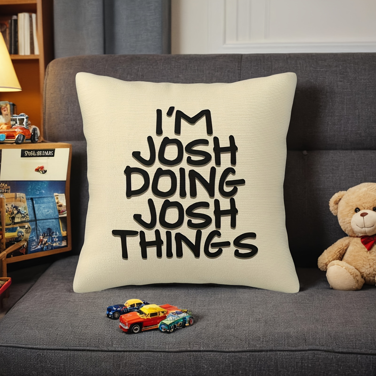 

1pc I'm Josh Doing Josh Things Decorative Throw Pillow Covers 18x18in Cute Pattern A Gift For My Friend Soft Plush Couch Pillow Covers For Home