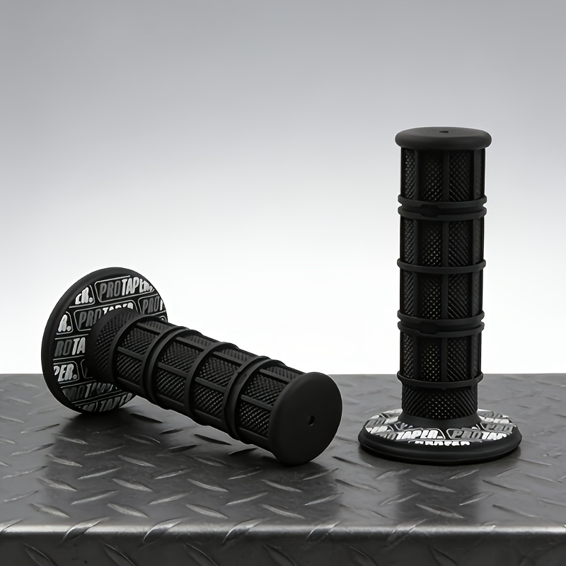 TEMU 2pcs Durable Synthetic Rubber Motorcycle Grips - Ergonomic Handlebar Covers For Off-road Bikes And Bicycles, Textured End Design For Control
