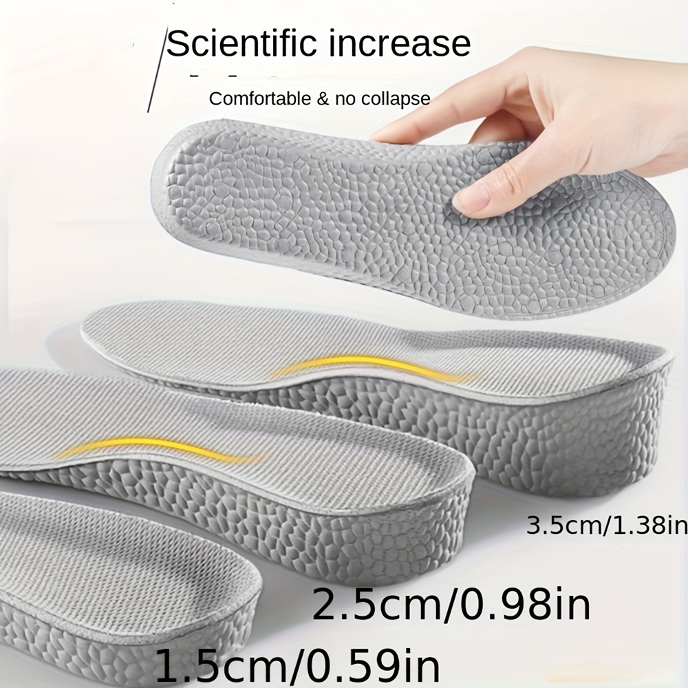 

1 Pair Height Increase Insoles, Invisible Lift Heel Pads With Arch Support, Comfortable Memory Foam Shoe Inserts, Breathable Cushioning For Height Boosting