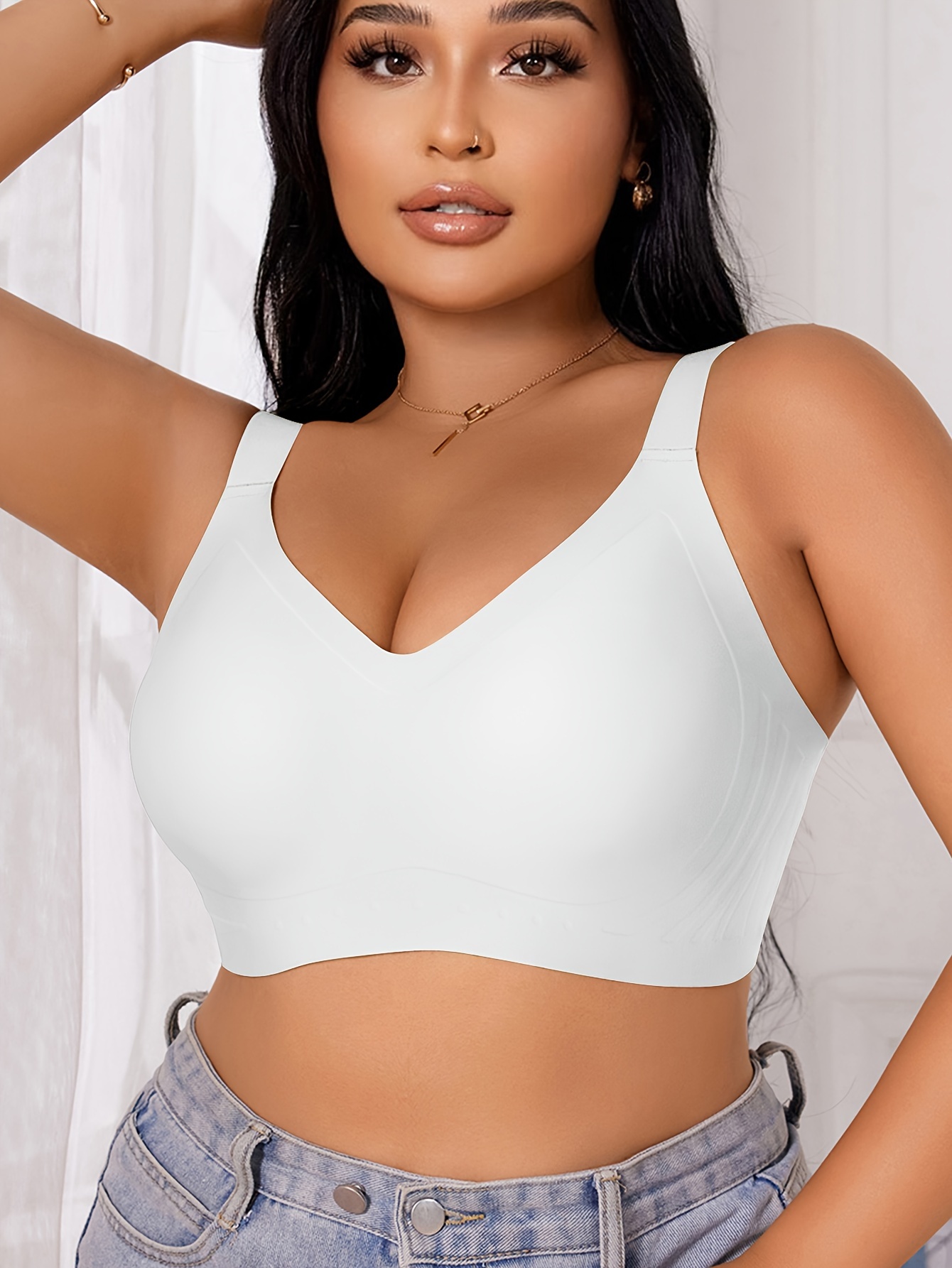 Plus Size Seamless Backless Bra - No Underwire & Ultra Soft Comfort, High Elasticity Removable Pads, Minimalist Design for Everyday Casual & Formal Wear, Strapless Bra, Formal Attire Support, Backless Lingerie, Smooth Texture Fabric, Comfortable Support, Sleek Silhouette, Lightweight Construction, Women's Undergarments