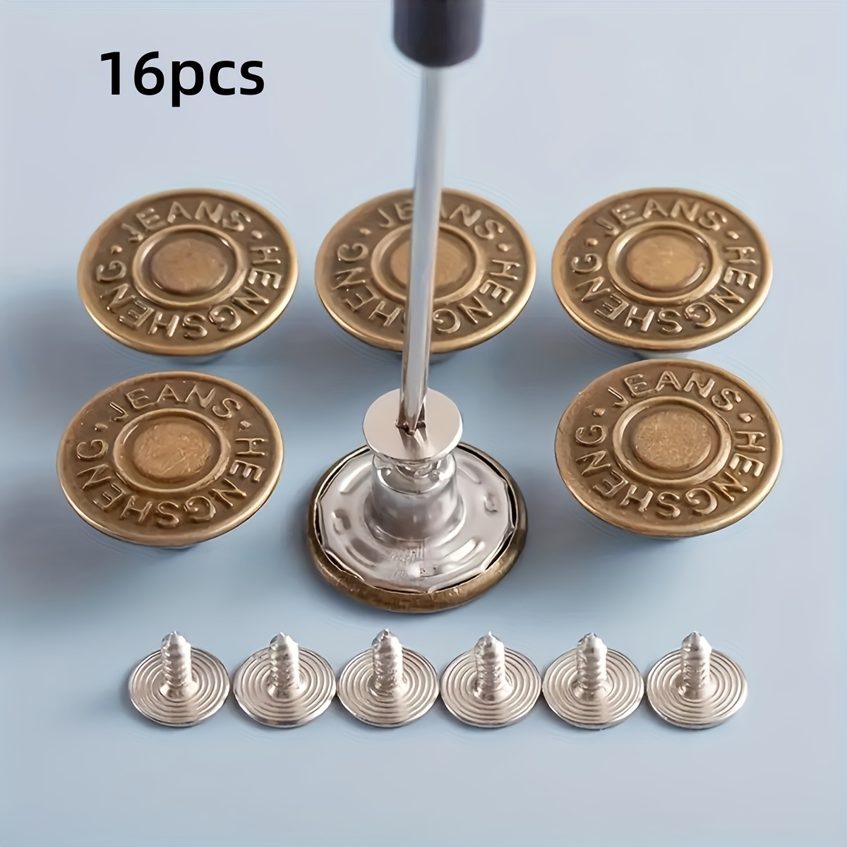 E-shop 16 Stück Antike Bronze Verstellbare Keilknöpfe zum Nähen für Einfache Jeans Reparatur und Austausch - Denim Hosenbund Spanner mit Einfach zu