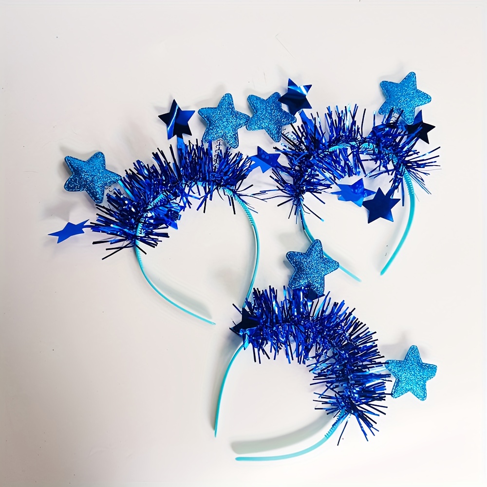 3pcs Star Ribbon Headbands 2026 Festive Party Supplies Christmas New Year Birthday Anniversary Party Prom Performance Full Of Ceremony Headwear Photo Props