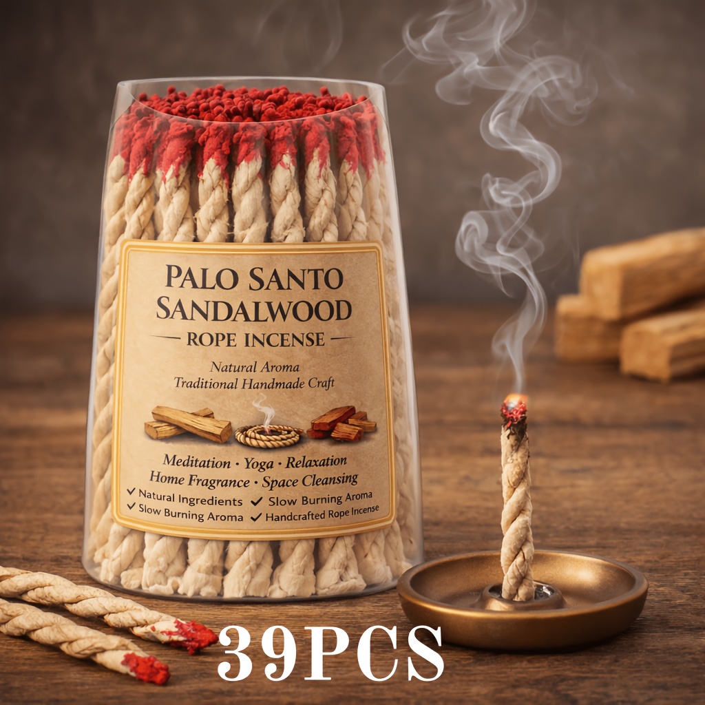 Image of Sandalwood Rope Incense | Nepal Handmade Rope Incense | Natural Incense | Meditation Yoga Purifying And Refreshing Fragrance | Home Bedroom Living Room Relaxation Incense