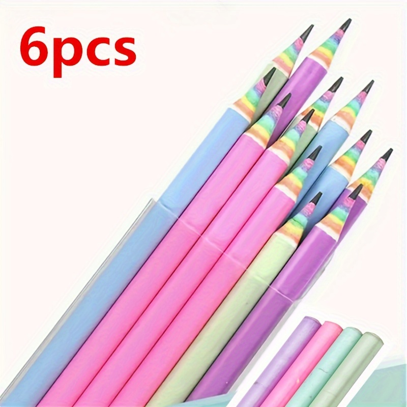 6pcs/12pcs/pack Colored Pencils Hb, For Writing Drawing Sketching School Supplies Wooden Colored Pencils