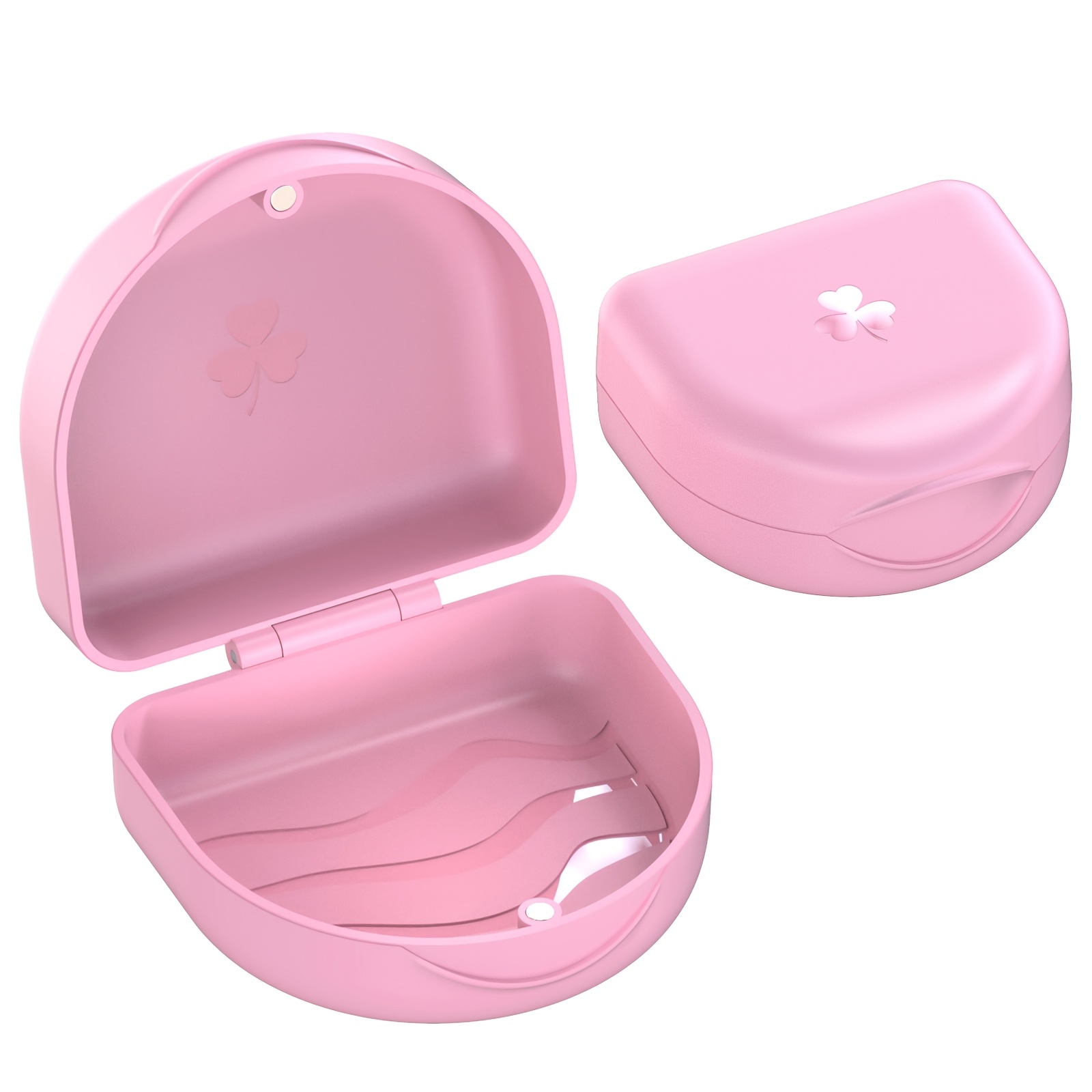 E-shop Eine einzelne Zahnspangen-Hülle, kompatibel mit Zahnspangen und Zahnprothesen / Alignern, tragbare Aufbewahrungsbox für die Nacht. (Pink)