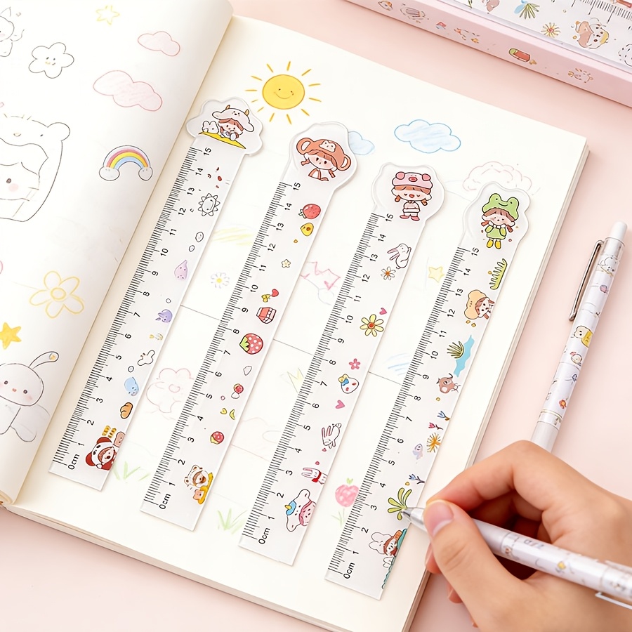 4pcs Cartoon-themed Ruler Set, Perfect for Office and Study Use