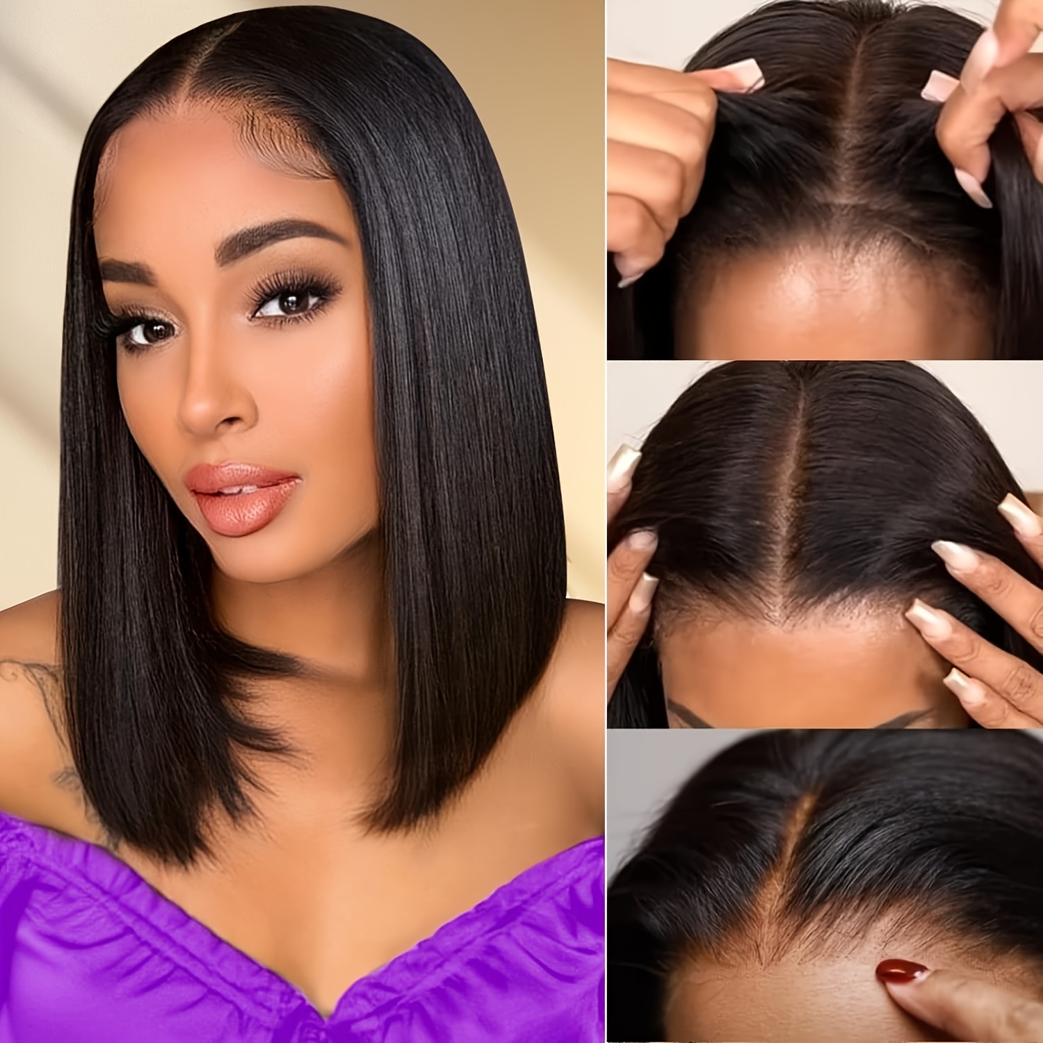 Women's Straight Synthetic Bob Wig - Heat-Resistant Synthetic Hair, Natural Look Everyday & Cosplay Costume Party Wig, Sleek Straight Style for All Light Beige Tones & Ethnicities - Easy Maintenance, Versatile Hairpiece