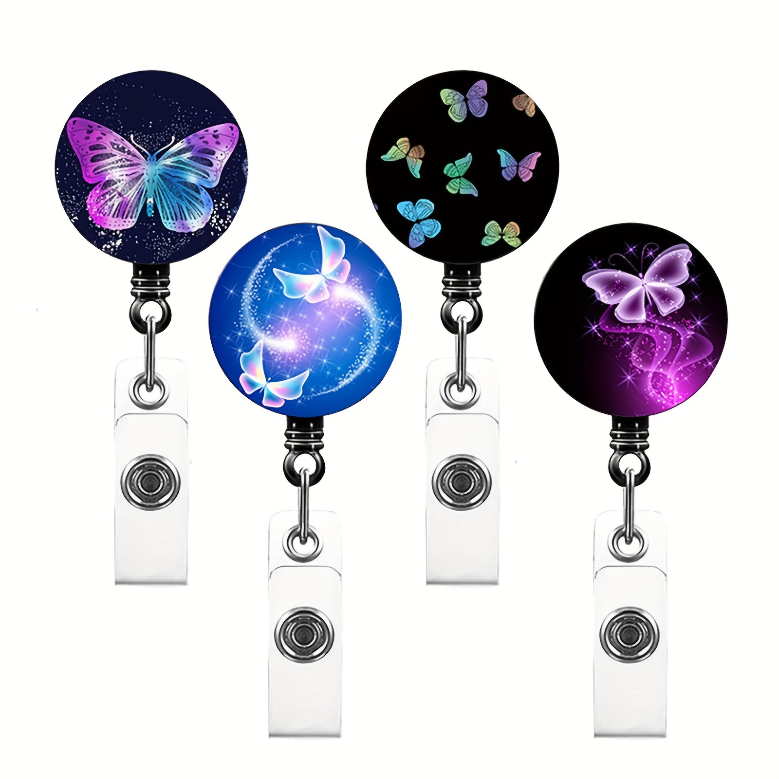 Fashion Sparkle Retractable Purple Crystal Id Name Badge - Temu