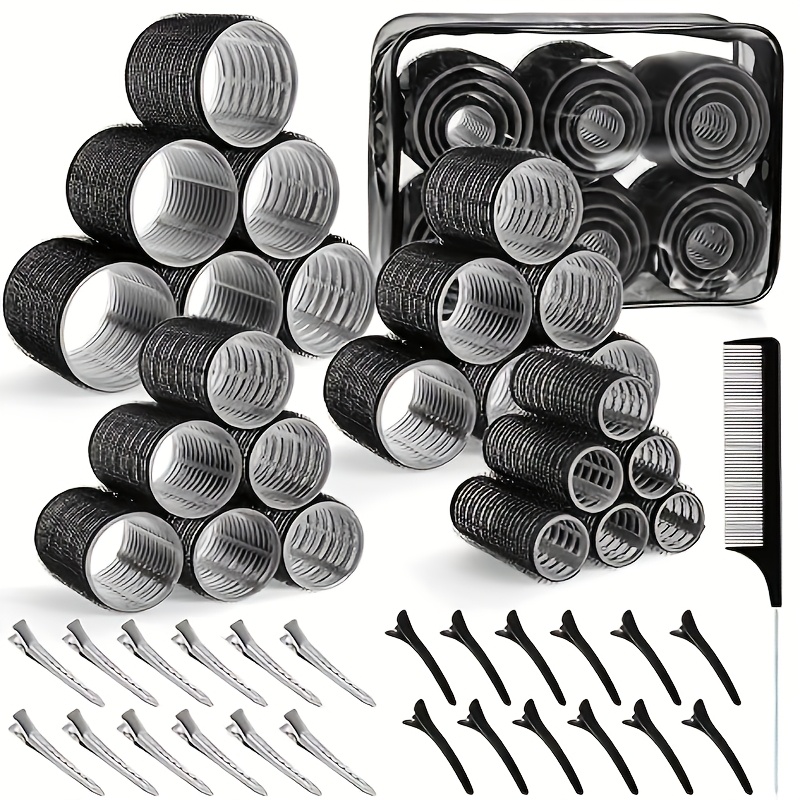 Image of 50pcs Curling Iron Set, 4 Sizes Curlers Suitable For Long Hair, Short Hair, And Bangs - Includes Clips (25mm, 36mm, 48mm, 60mm)