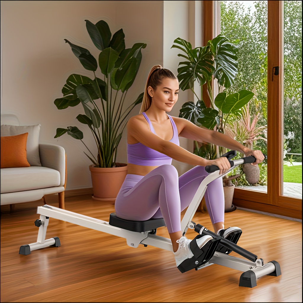 SRIFY Dual Hydraulic Rower, Foldable Squat Machine, Ab Trainer, With Resistance Bands, Quiet Cardio Machine, 6-in-1 Multi-Functional Full-Body Strength Training Equipment For Core, Arms, Abs, Glutes, Legs, Shoulders, Home Gym Low-Impact Excerise, Without Battery