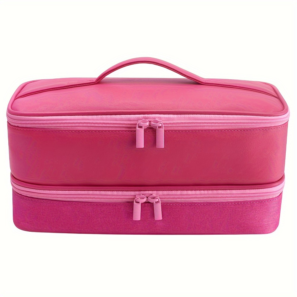 

1pc Cosmetic Bag For Women, Double Layer Large Capacity, Travel Organizer For Hair Tools, Portable Styling Devices Storage, Hair Dryer Case