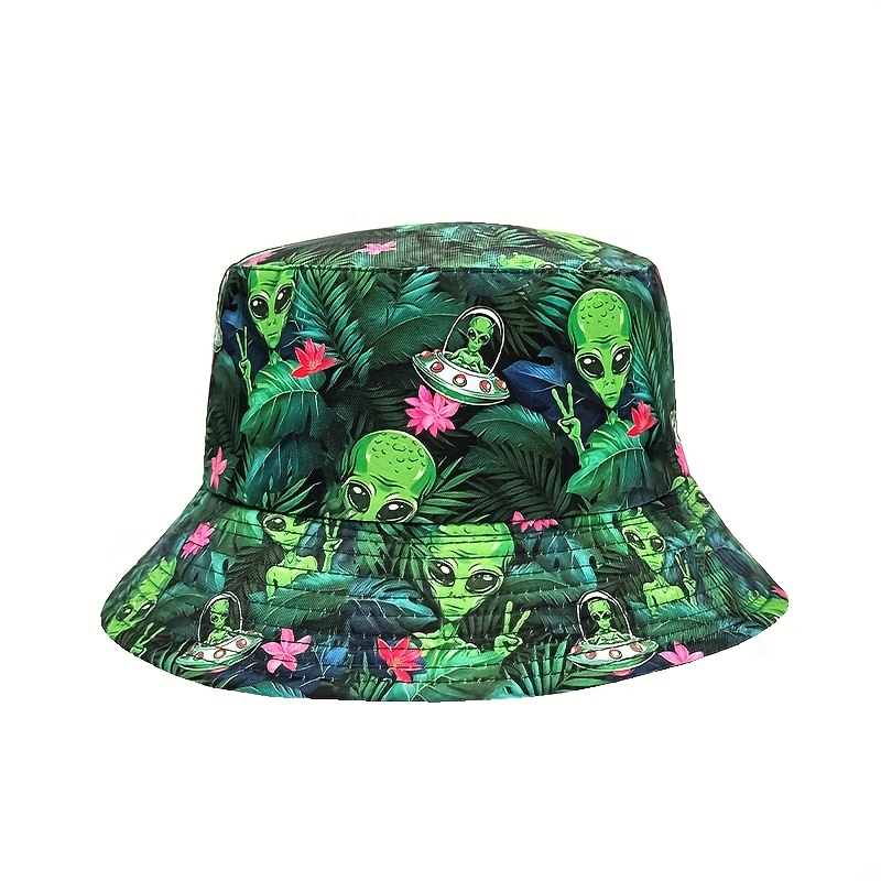 Forest Pattern Double-sided Hat - Lightweight, Stylish, Sun- Bucket Hat, Unisex, Perfect For Parties And Outdoor Activities, The For A Gift