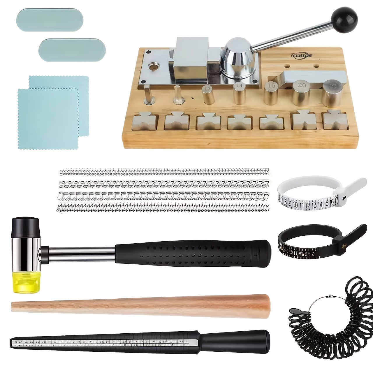 TEMU Tooltos Stainless Steel Ring Bending Tool Set - A Multi-functional Jewelry And Kit, A Perfect Combination Of 14pcs Of Additions And 1 Ring
