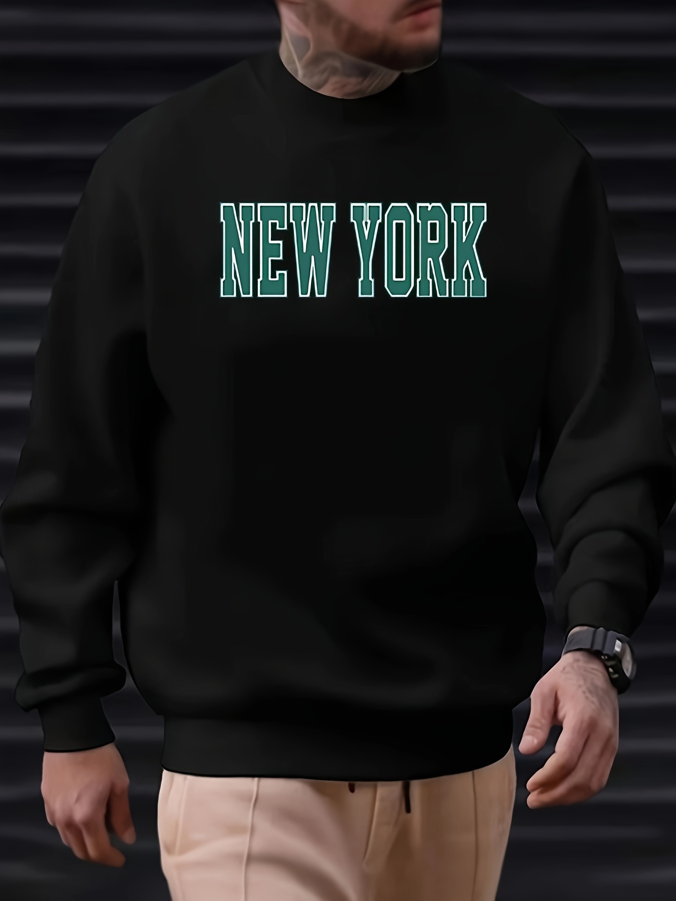 Fashionable Men's Casual Dream New York Print Long Sleeve - Temu