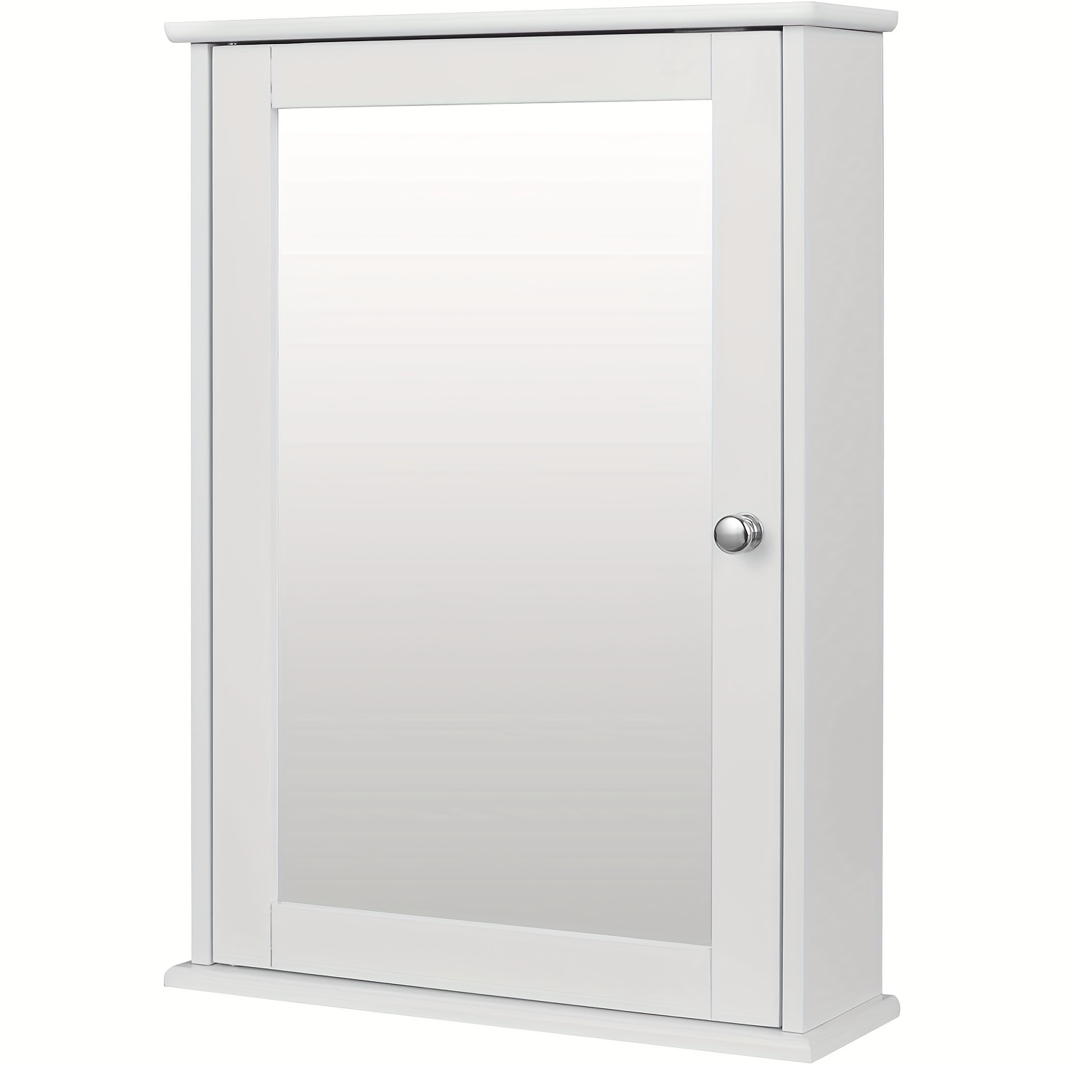 Image of 1pc Wooden Bathroom Mirror Cabinet, Wall Cabinet With Doors, Lots Of Storage Space With 2 Shelves, Which Is Adjustable, White, 42 X 58.5 X 12cm