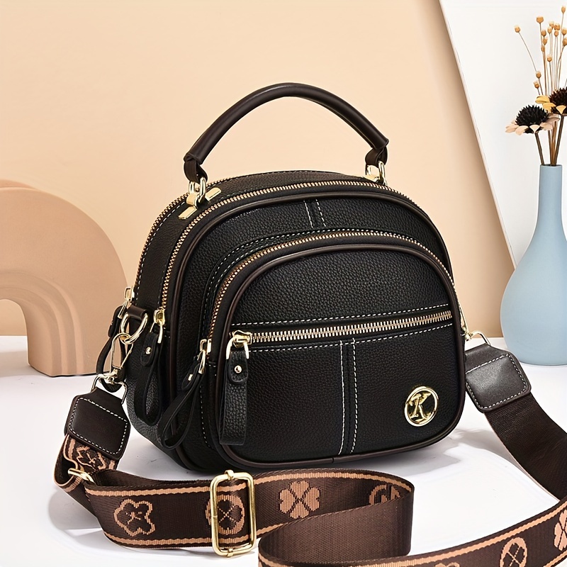 trendy mini crossbody bag multi layer shoulder bag womens vegan leather handbag shoulder purse 0
