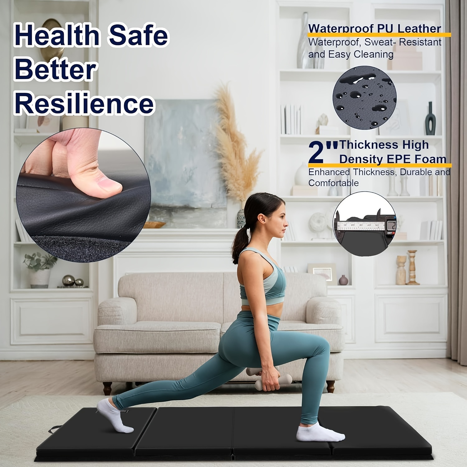 Gymnastics Mat Yoga Mat Thickness For Working Out 3x6x2 Thick