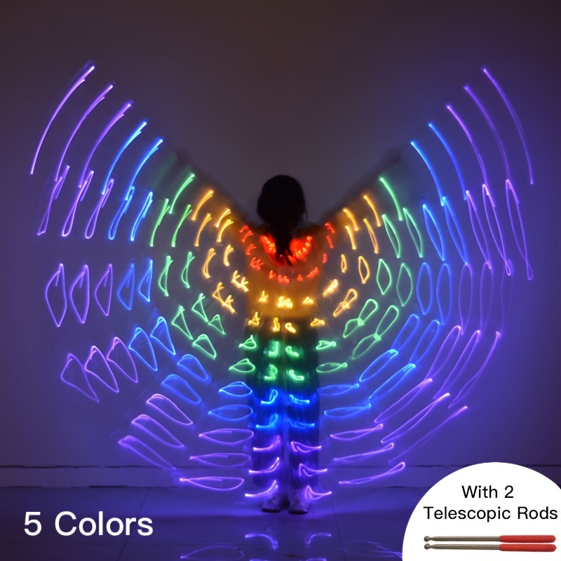 BOBASH Ailes De Papillon LED - Avec Barres Télescopiques, 2 Modes Lumière - Pour Danse Et Spectacle