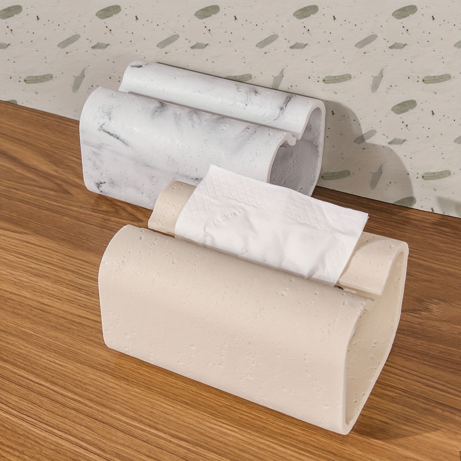 modern rectangular tissue box cover high quality resin with natural un ed texture marble look tissue holder for bathroom vanity bedroom dresser home office decor countertop organizer contemporary design premium   decorative organizer interior designers Product details 3