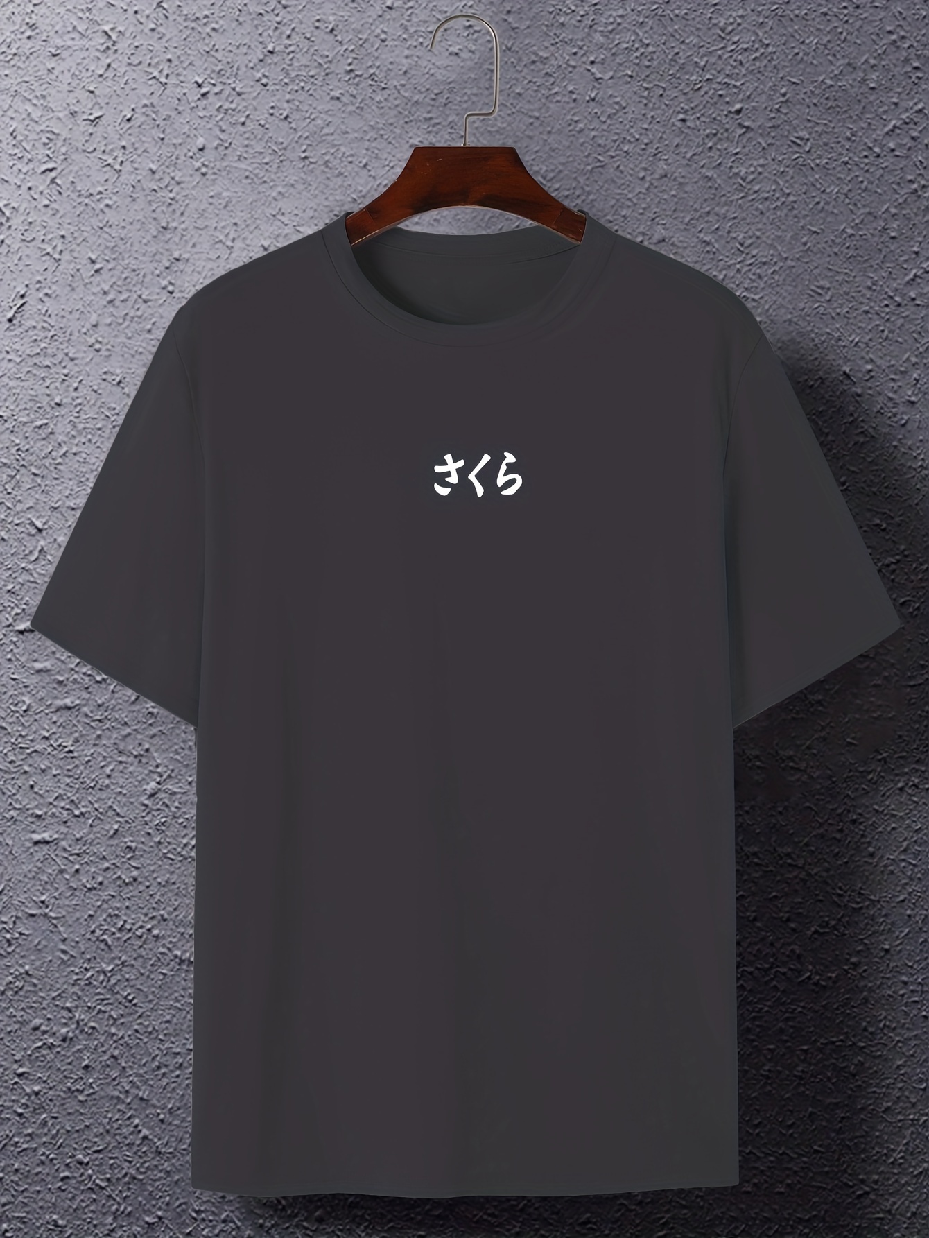 Men's Casual Short Sleeve T-Shirt with Japanese-Inspired Cherry Blossom & Mountain Print - Breathable Regular Fit Round Neck Tee for Summer Outdoor Activities, Machine Washable, PLUS SIZE