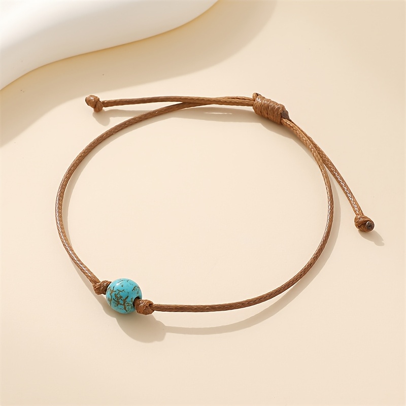 1pc Minimalist Vintage Turquoise Beaded Braided Men's Bracelet