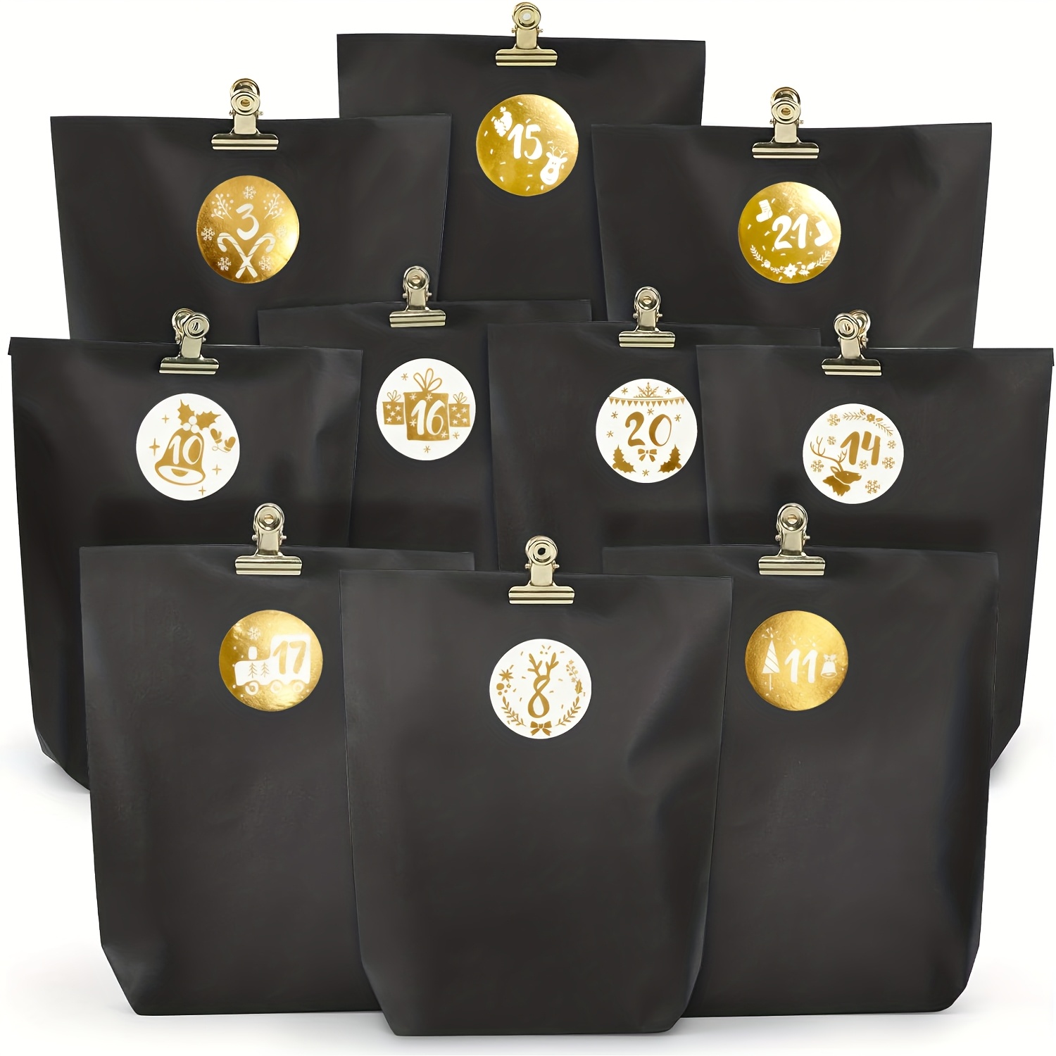 2025 advent calendar for filling 24 dlyadvent calendars to fill yourself christmas calendar for filling adventcalendar bags with stickers and metalclips for customization black