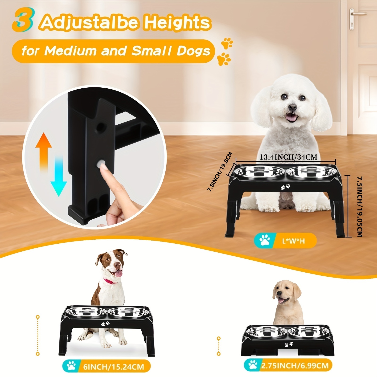 dog bowl holder adjustable 3 two Temu