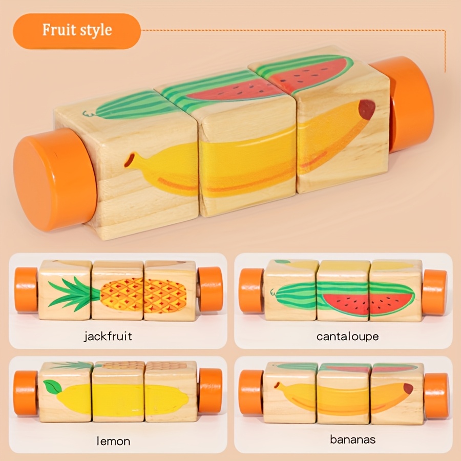 Educational Wooden Rotating Block Puzzle Toy for Kids