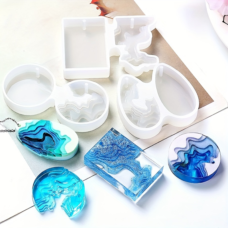 

Silicone Resin Casting Molds Set Of 3 - Creative Stepped, Round Drop, Island Pendant Diy Jewelry Making Molds For Epoxy Resin, Unique Shapes For Handmade Pendants & Charms