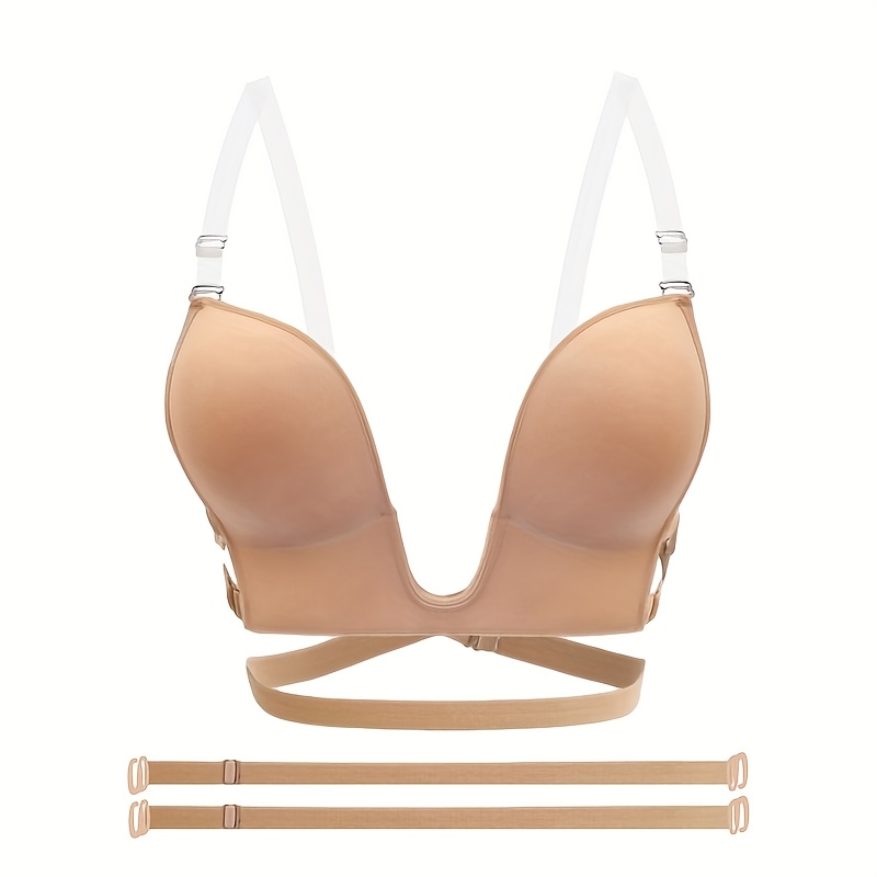 

IdéeCCSZ Soutien-gorge Invisible Élégant - Col en U , Push-Up Fil avec Bretelles Ajustables et Fermeture , Design Sexy Dos Nu pour de Mode Féminine