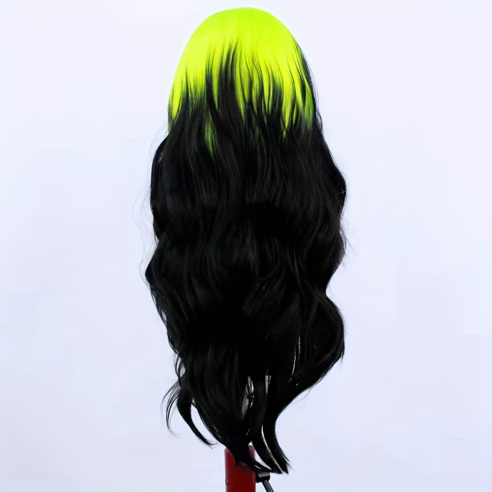 neon green black ombre synthetic lace front wig women men Temu