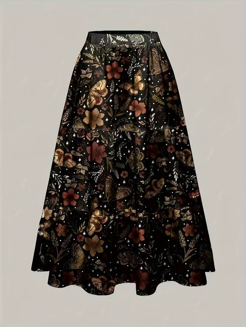item picture autumn winter vacation hippie all womens a line skirt with plants leaves and mushrooms